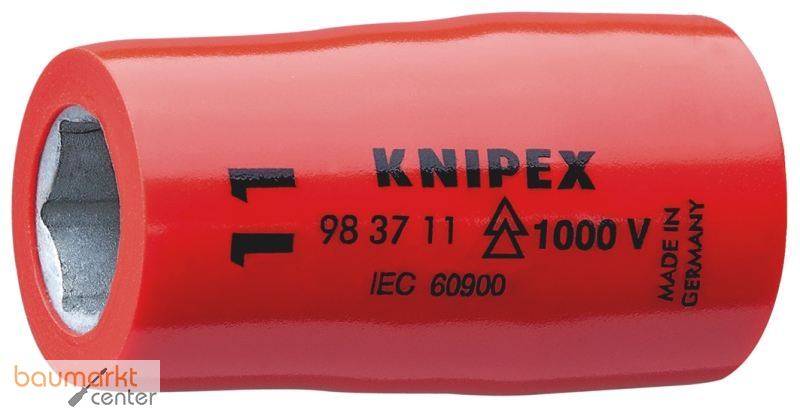 KNIPEX 98 37 11 Steckschl�sseleinsatz f�r Sechskantschrauben mit Innenvierkant 3/8" 43 mm