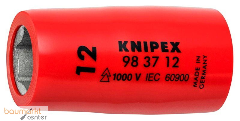 KNIPEX 98 37 12 Steckschl�sseleinsatz f�r Sechskantschrauben mit Innenvierkant 3/8" 44 mm