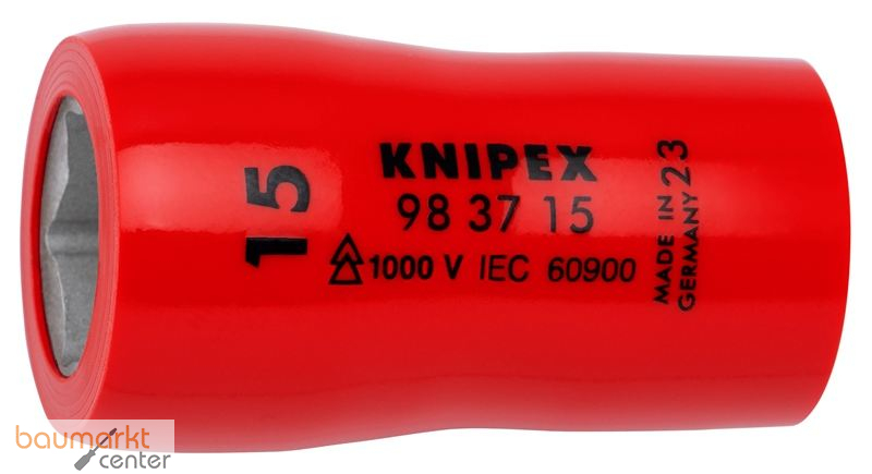 KNIPEX 98 37 15 Steckschl�sseleinsatz f�r Sechskantschrauben mit Innenvierkant 3/8" 47 mm