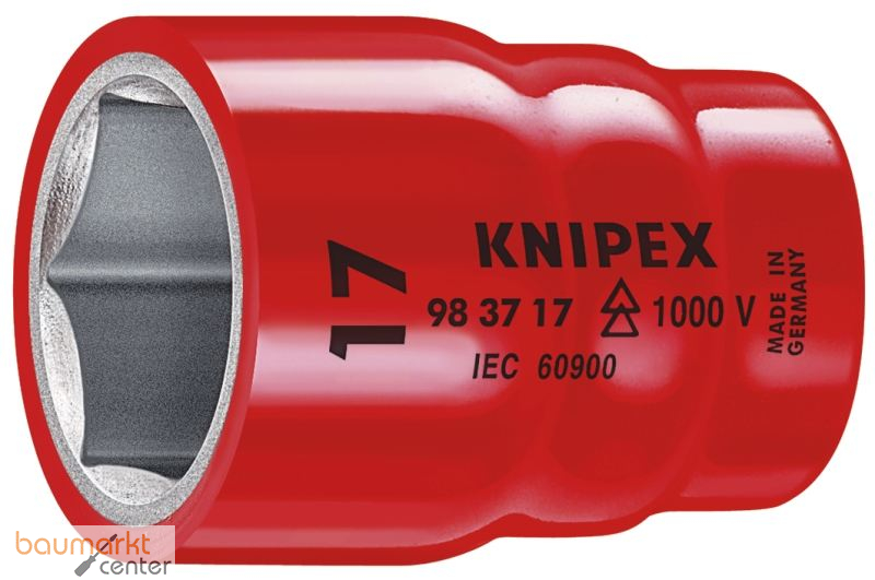 KNIPEX 98 37 19 Steckschl�sseleinsatz f�r Sechskantschrauben mit Innenvierkant 3/8" 49 mm