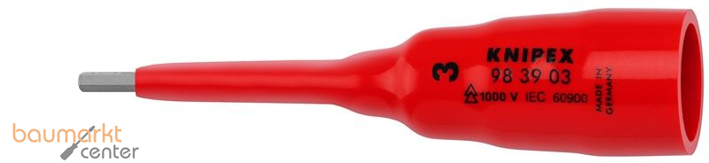 KNIPEX 98 39 03 Steckschl�sseleinsatz f�r Innensechskantschrauben mit Innenvierkant 3/8" 92 mm