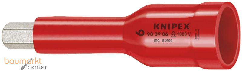 KNIPEX 98 39 08 Steckschl�sseleinsatz f�r Innensechskantschrauben mit Innenvierkant 3/8" 75 mm