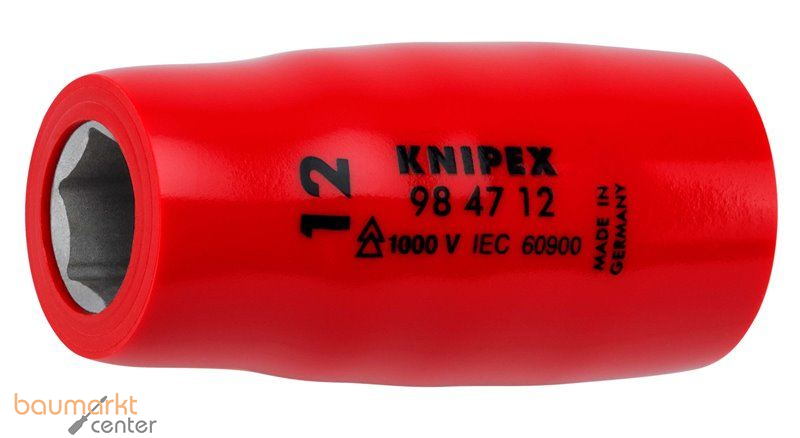 KNIPEX 98 47 12 Steckschl�sseleinsatz f�r Sechskantschrauben mit Innenvierkant 1/2" 55 mm