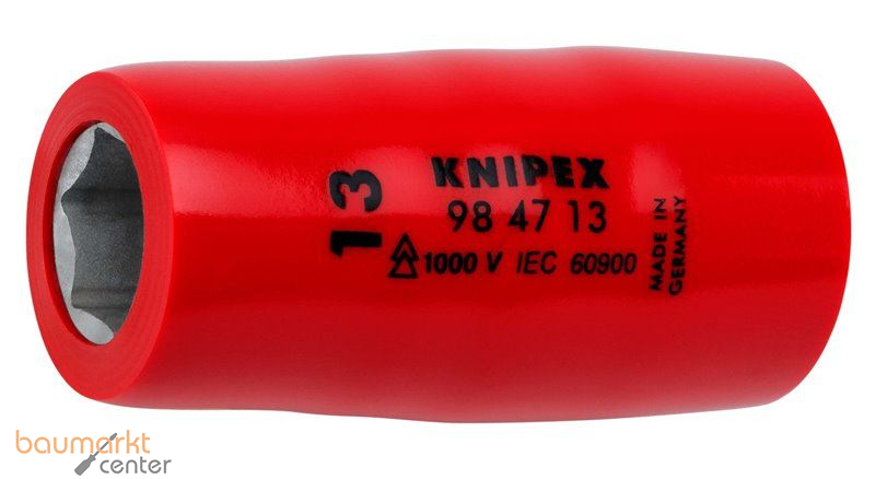 KNIPEX 98 47 13 Steckschl�sseleinsatz f�r Sechskantschrauben mit Innenvierkant 1/2" 55 mm