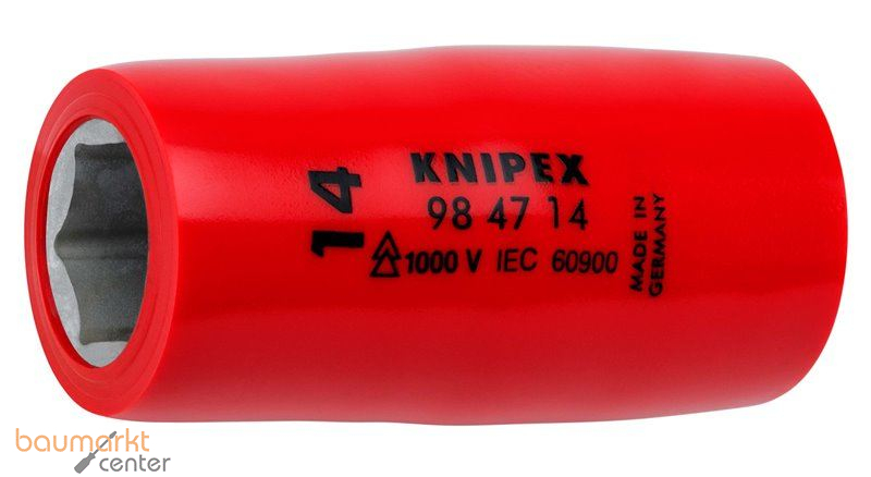 KNIPEX 98 47 14 Steckschl�sseleinsatz f�r Sechskantschrauben mit Innenvierkant 1/2" 55 mm