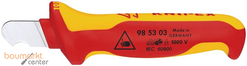 KNIPEX 98 53 03 Abmantelungsmesser isoliert mit Mehrkomponenten-H�llen, VDE-gepr�ft 170 mm