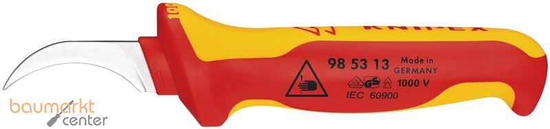 KNIPEX 98 53 13 Abmantelungsmesser isolierender Mehrkomponenten-Griff, VDE-gepr�ft 190 mm