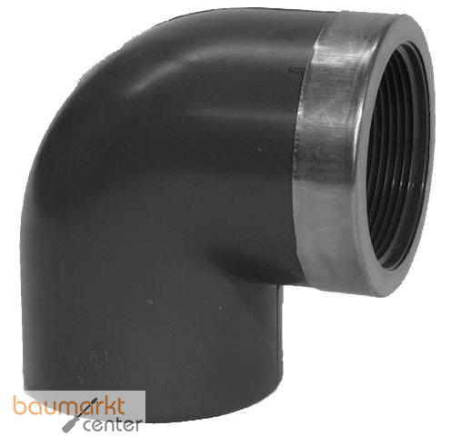 Aliaxis �-Winkel 90Gr. PVC-U GIMV d 16 x 3/8" PN16 Klebmuffe/Gewinde metallringverst.