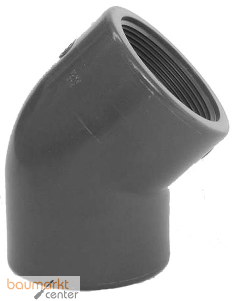 Aliaxis Winkel 45 Gr. PVC-U HFV R 1" PN16 Gewindemuffe