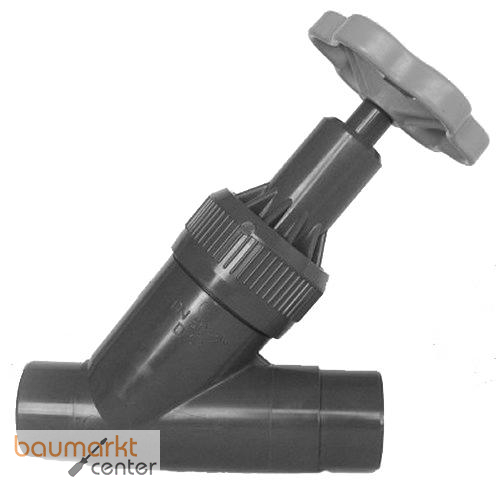 Aliaxis Schraegsitzventil PVC VVDV 40mm DN 32 m.Klebestutzen u. PE/EPM-Dichtung