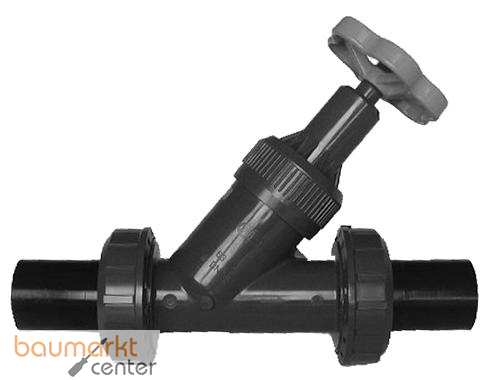 Aliaxis PVC-U Schr�gsitzabsperrventil d50 FKM Verschr. PE100-LS-Stutzen VVUBEV-FKM
