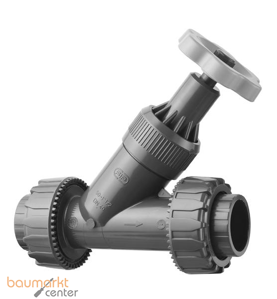 Aliaxis Schr�gsitzabsperrventil PVC-U d32 EPDM Verschraubung Klebmuffe VVUIV-E