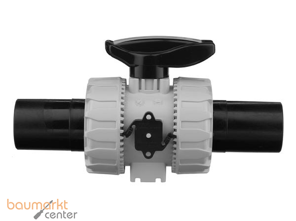 Aliaxis 2-Wege Kugelhahn VK Dual Block aus PP-H mit Stutzen aus PE 100 VKDBEM/FKM d 40