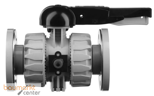 Aliaxis 2-Wege Kugelhahn VK Dual Block aus PP-H m.Losflanschen VKDPM/FKM d 75