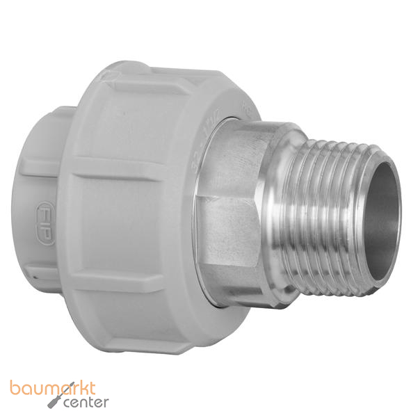 Aliaxis Uebergangsverschraubung PP a.Edelstahl m.konischem Aussengewinde d 20/1/2