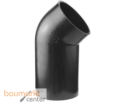 Aliaxis Winkel f.PE Abfluss d 110 45 Grad lang, schwarz