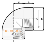Aliaxis Winkel PVC-U 90 Gr., R 1 1/2, GO2