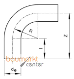 Aliaxis Nahtlose Rohrbogen 90 Gr. gedr. PE100 SDR 17 de 50 SBE-90