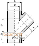 Aliaxis T-St�ck PVC-U 45 Gr., d 40, TY1